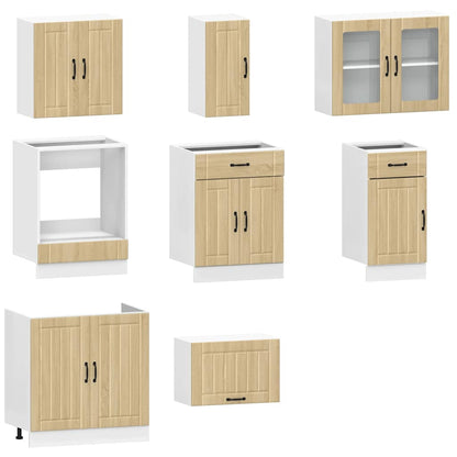8 Piece Kitchen Cabinet Set Lucca Sonoma Oak Engineered Wood