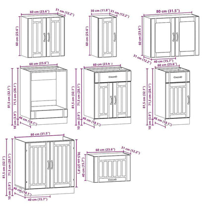 8 Piece Kitchen Cabinet Set Lucca Sonoma Oak Engineered Wood