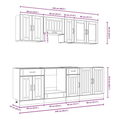 8 Piece Kitchen Cabinet Set Lucca Sonoma Oak Engineered Wood
