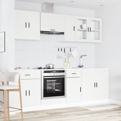 8 Piece Kitchen Cabinet Set Porto White Engineered Wood