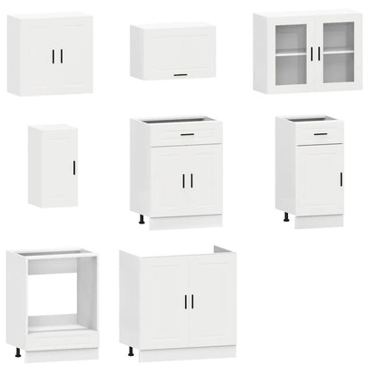 8 Piece Kitchen Cabinet Set Porto White Engineered Wood