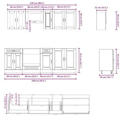 8 Piece Kitchen Cabinet Set Porto White Engineered Wood
