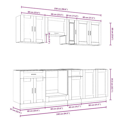 8 Piece Kitchen Cabinet Set Porto White Engineered Wood