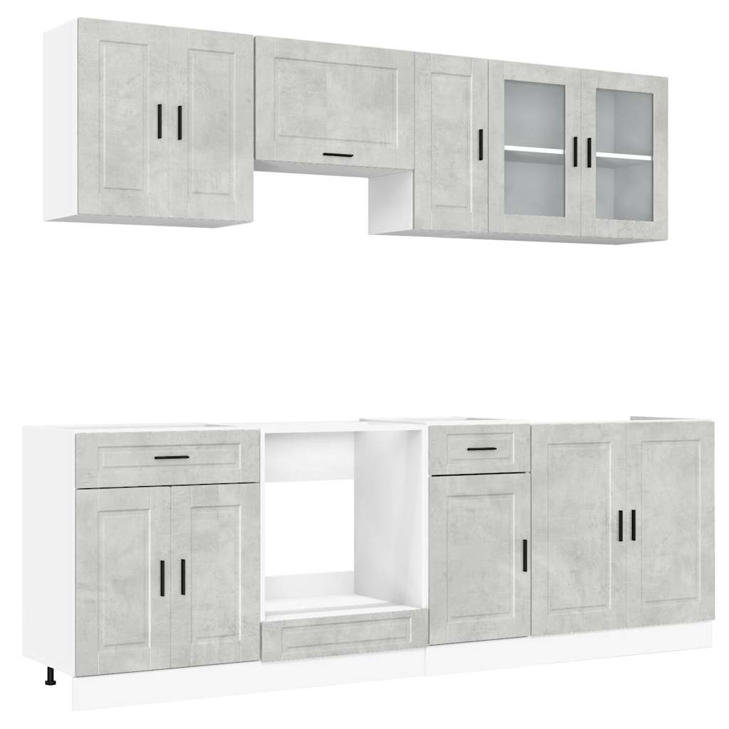 8 Piece Kitchen Cabinet Set Porto Concrete Grey Engineered Wood
