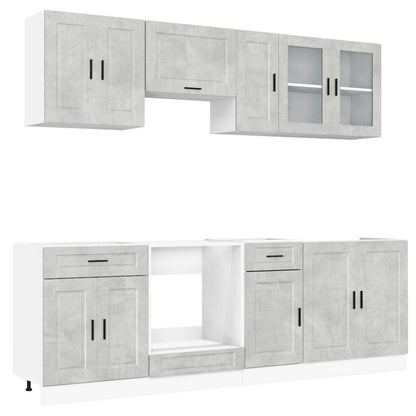 8 Piece Kitchen Cabinet Set Porto Concrete Grey Engineered Wood