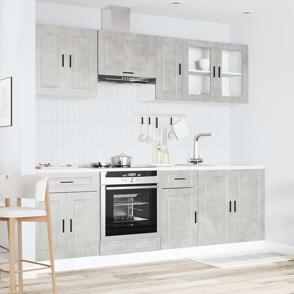 8 Piece Kitchen Cabinet Set Porto Concrete Grey Engineered Wood