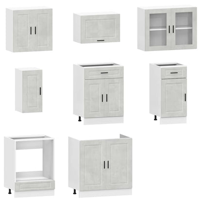 8 Piece Kitchen Cabinet Set Porto Concrete Grey Engineered Wood