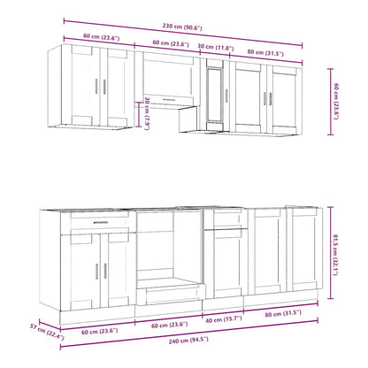 8 Piece Kitchen Cabinet Set Porto Concrete Grey Engineered Wood