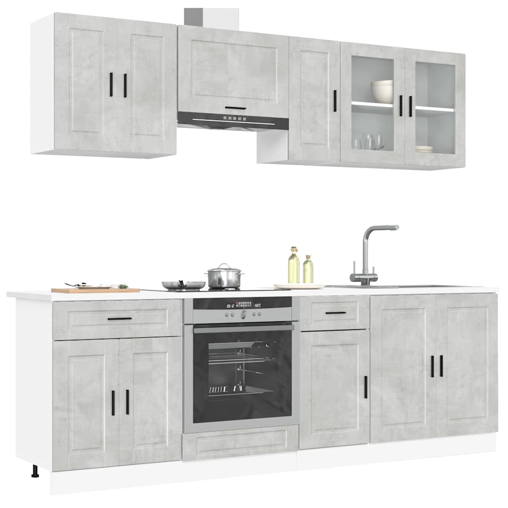 8 Piece Kitchen Cabinet Set Porto Concrete Grey Engineered Wood