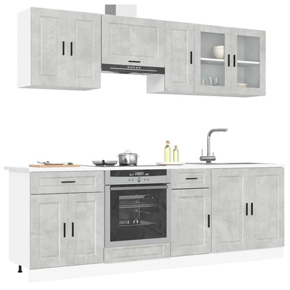 8 Piece Kitchen Cabinet Set Porto Concrete Grey Engineered Wood