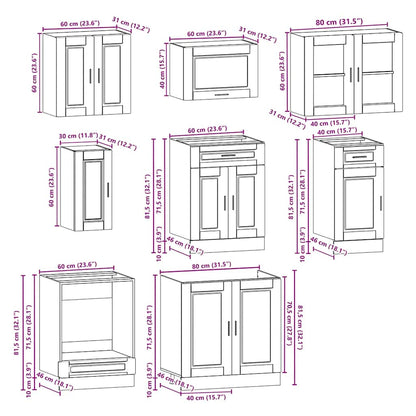8 Piece Kitchen Cabinet Set Kalmar Grey Sonoma Engineered Wood