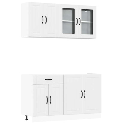 4 Piece Kitchen Cabinet Set Lucca White Engineered Wood