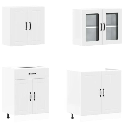 4 Piece Kitchen Cabinet Set Lucca White Engineered Wood