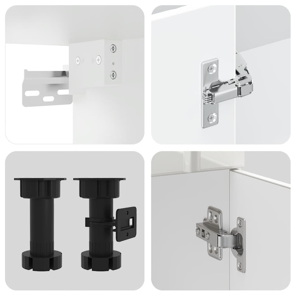 4 Piece Kitchen Cabinet Set Lucca High Gloss White Engineered Wood