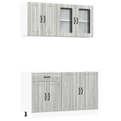 4 Piece Kitchen Cabinet Set Lucca Grey Sonoma Engineered Wood