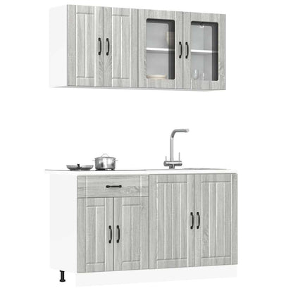 4 Piece Kitchen Cabinet Set Lucca Grey Sonoma Engineered Wood