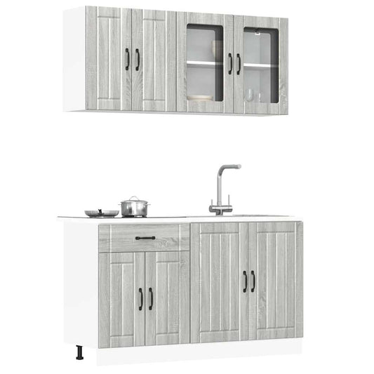 4 Piece Kitchen Cabinet Set Lucca Grey Sonoma Engineered Wood