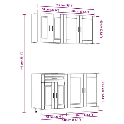 4 Piece Kitchen Cabinet Set Porto White Engineered Wood