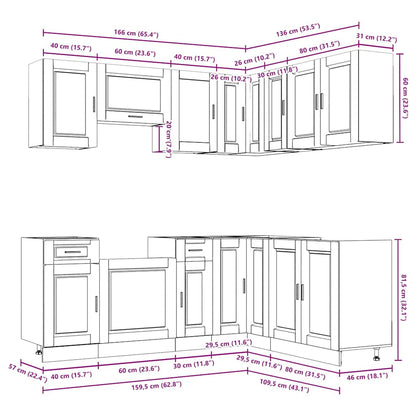 11 Piece Kitchen Cabinet Set Porto Artisan Oak Engineered Wood