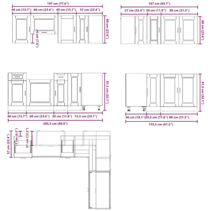 11 Piece Kitchen Cabinet Set Porto Artisan Oak Engineered Wood