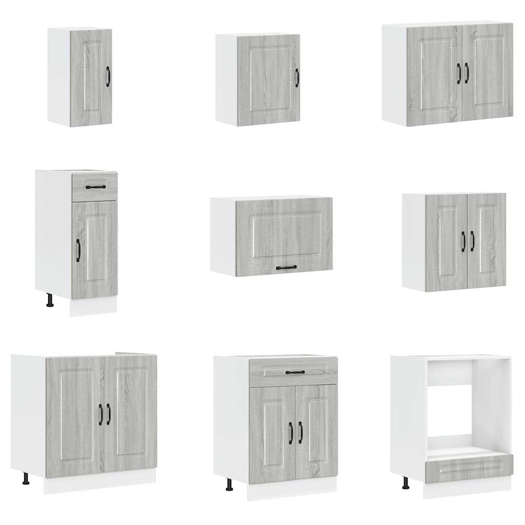 14 Piece Kitchen Cabinet Set Kalmar Grey Sonoma Engineered Wood