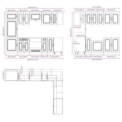 14 Piece Kitchen Cabinet Set Kalmar Grey Sonoma Engineered Wood