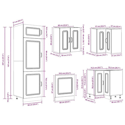 14 Piece Kitchen Cabinet Set Kalmar Grey Sonoma Engineered Wood