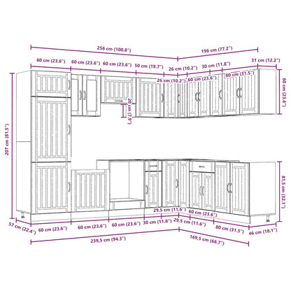 14 Piece Kitchen Cabinet Set Lucca Sonoma Oak Engineered Wood