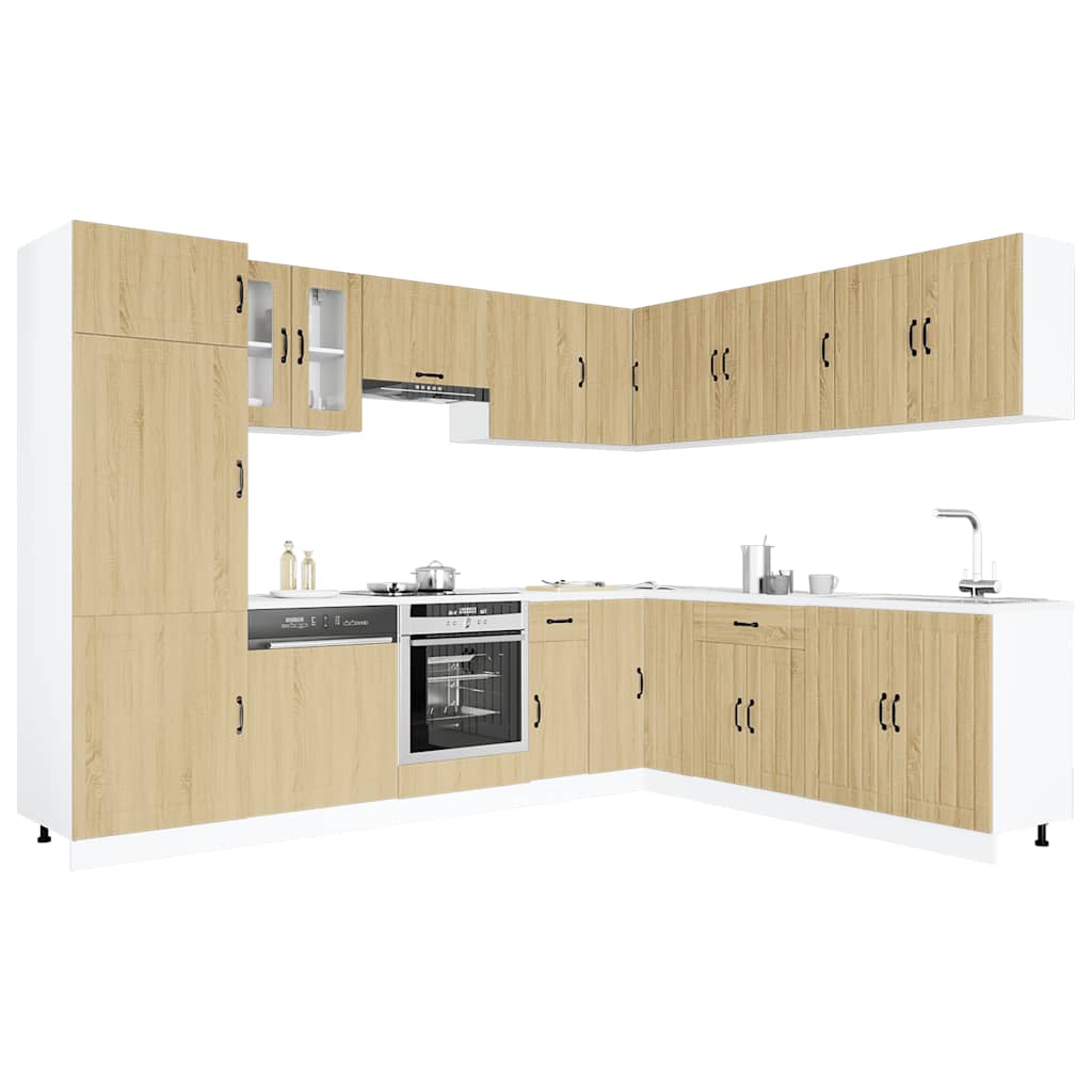 14 Piece Kitchen Cabinet Set Lucca Sonoma Oak Engineered Wood