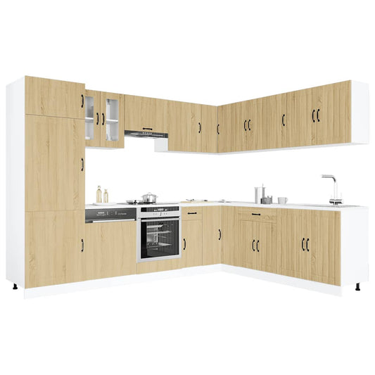 14 Piece Kitchen Cabinet Set Lucca Sonoma Oak Engineered Wood