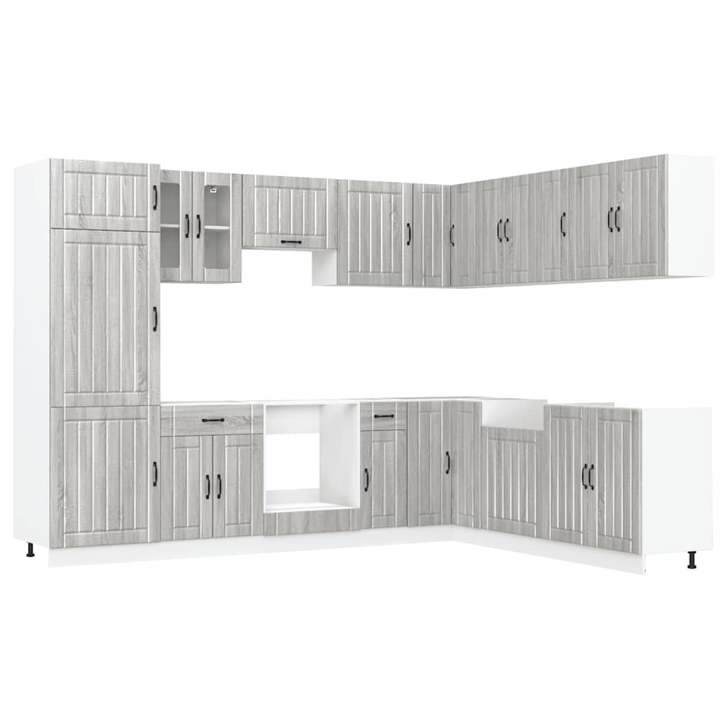 14 Piece Kitchen Cabinet Set Lucca Grey Sonoma Engineered Wood