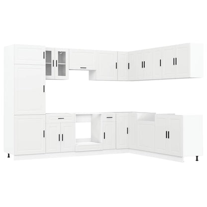 14 Piece Kitchen Cabinet Set Porto White Engineered Wood