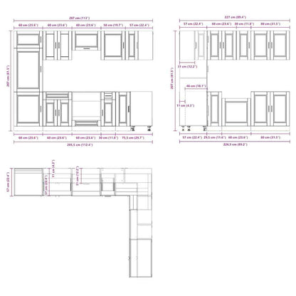14 Piece Kitchen Cabinet Set Porto Grey Sonoma Engineered Wood