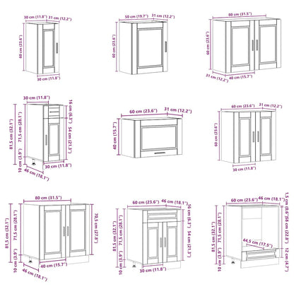 14 Piece Kitchen Cabinet Set Porto Grey Sonoma Engineered Wood
