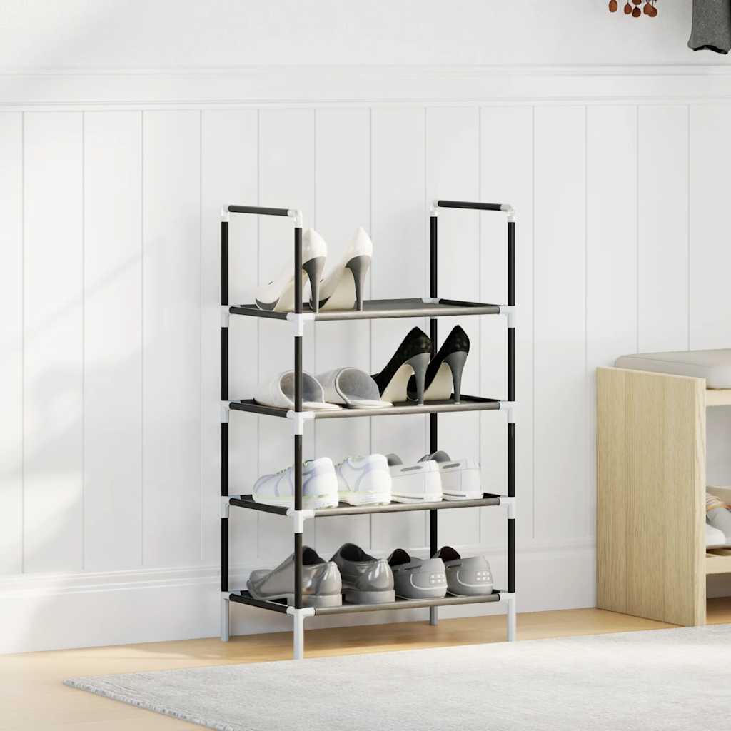 Shoe Rack 4-Tier Black 44x28x77 cm Non-woven Fabric