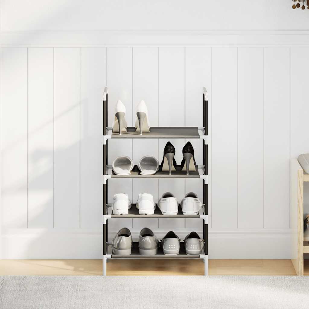Shoe Rack 4-Tier Black 44x28x77 cm Non-woven Fabric