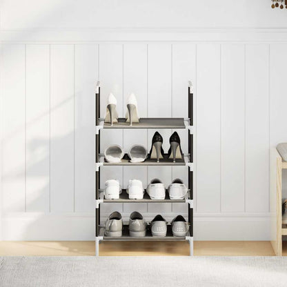 Shoe Rack 4-Tier Black 44x28x77 cm Non-woven Fabric
