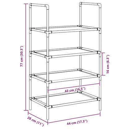 Shoe Rack 4-Tier Black 44x28x77 cm Non-woven Fabric