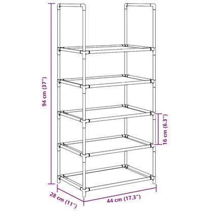 Shoe Rack 5-Tier Black 44x28x94 cm Non-woven Fabric
