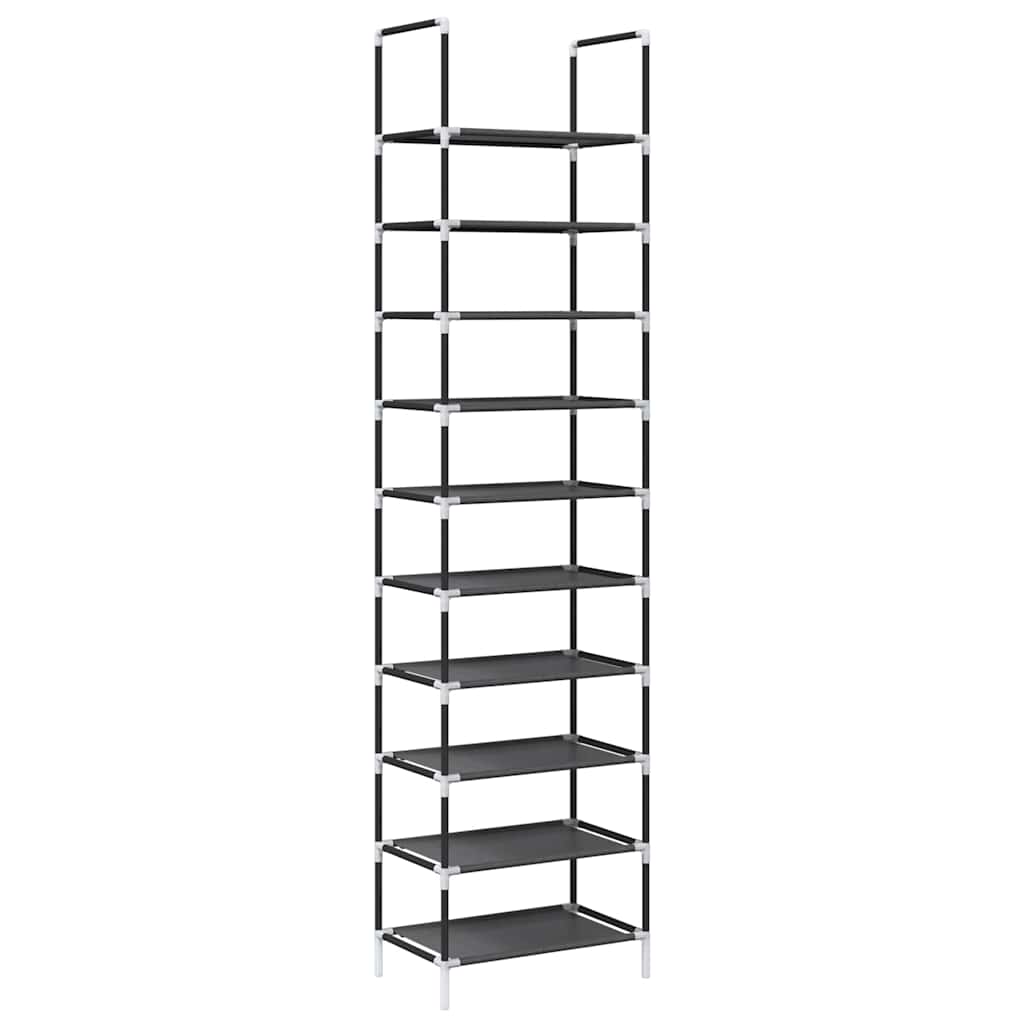 Shoe Rack 10-Tier Black 44x28x180 cm Non-woven Fabric