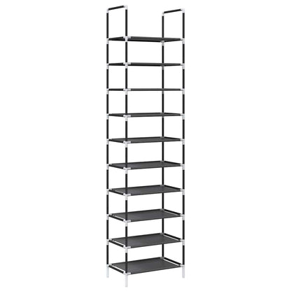Shoe Rack 10-Tier Black 44x28x180 cm Non-woven Fabric