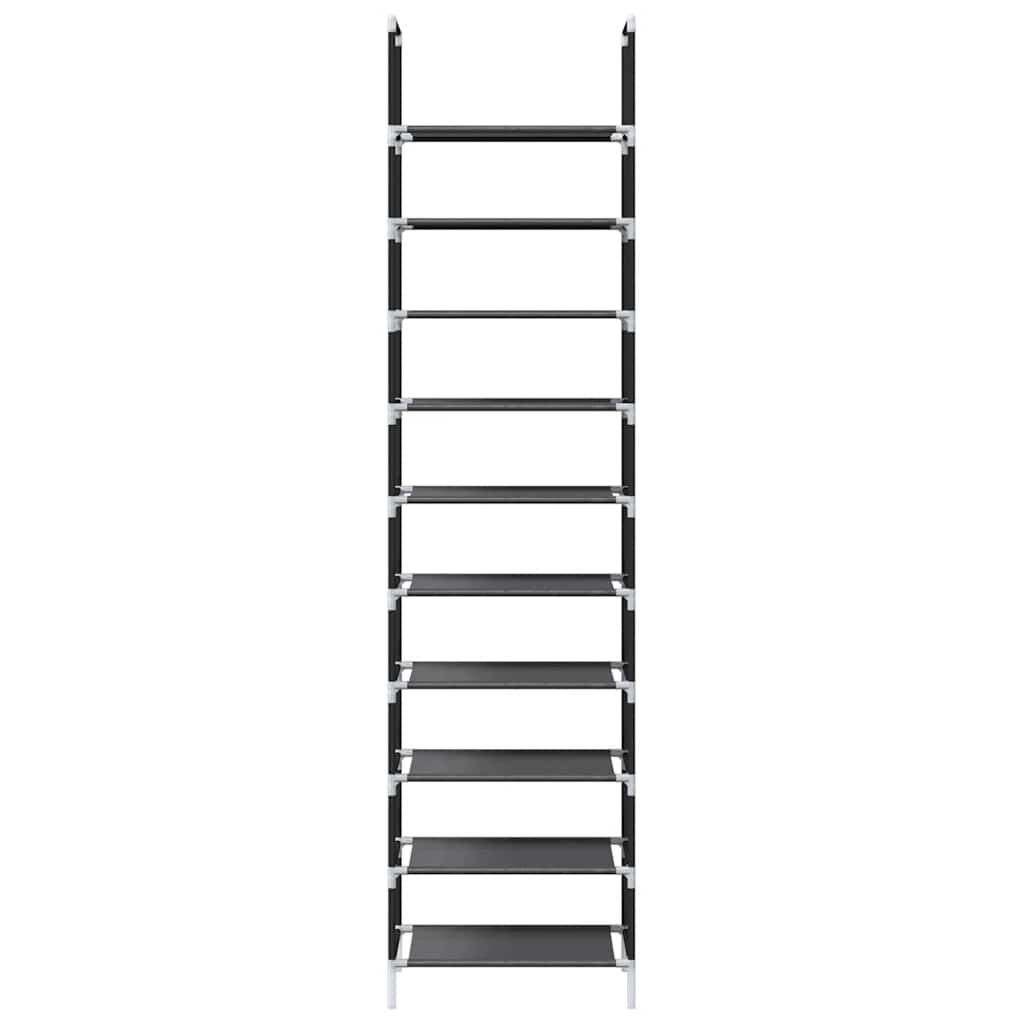 Shoe Rack 10-Tier Black 44x28x180 cm Non-woven Fabric