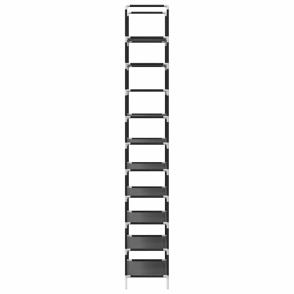 Shoe Rack 10-Tier Black 44x28x180 cm Non-woven Fabric