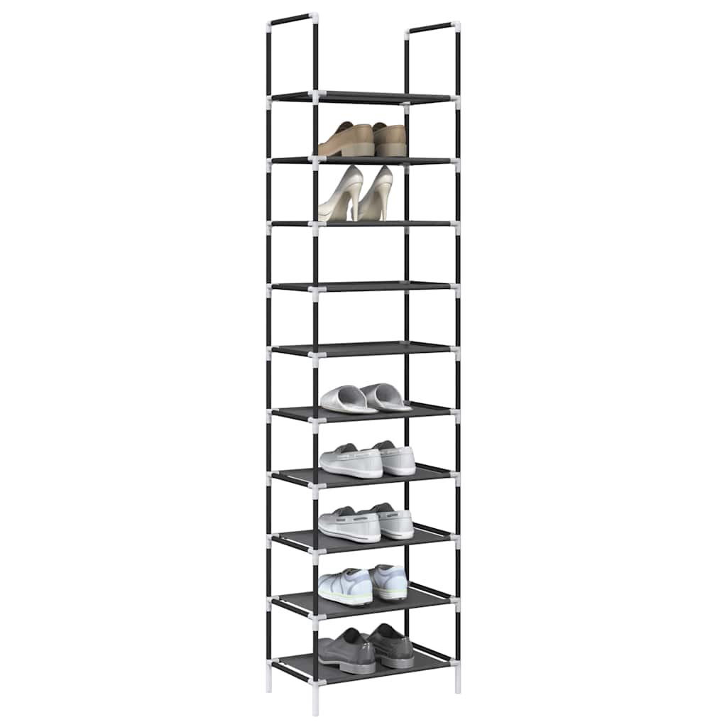 Shoe Rack 10-Tier Black 44x28x180 cm Non-woven Fabric