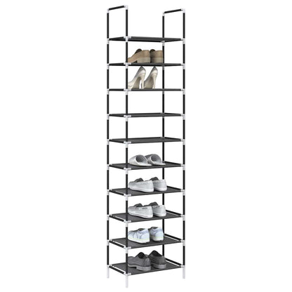 Shoe Rack 10-Tier Black 44x28x180 cm Non-woven Fabric