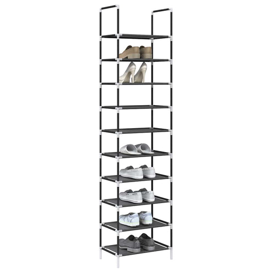 Shoe Rack 10-Tier Black 44x28x180 cm Non-woven Fabric