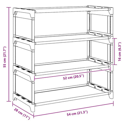 Shoe Rack 4-Tier Grey 54x28x55 cm Non-woven Fabric
