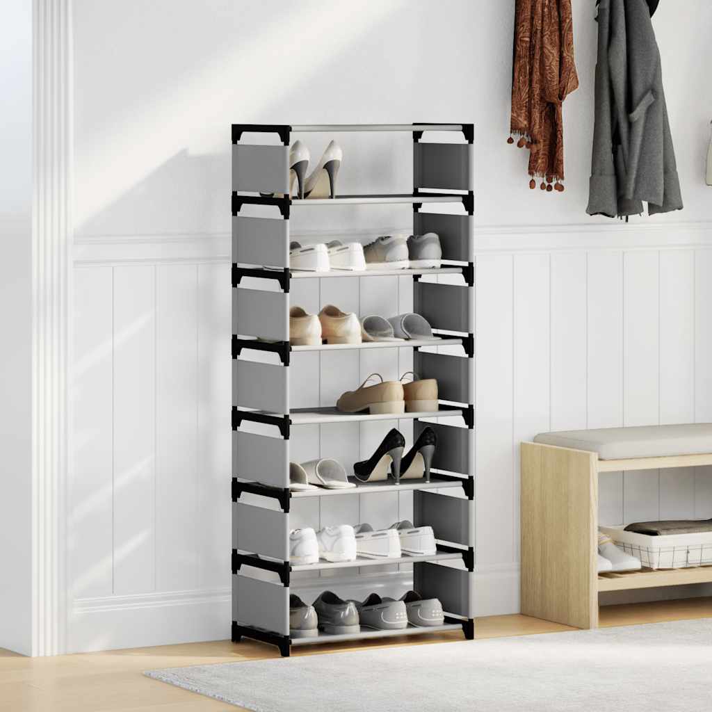 Shoe Rack 8-Tier Grey 54x28x124 cm Non-woven Fabric