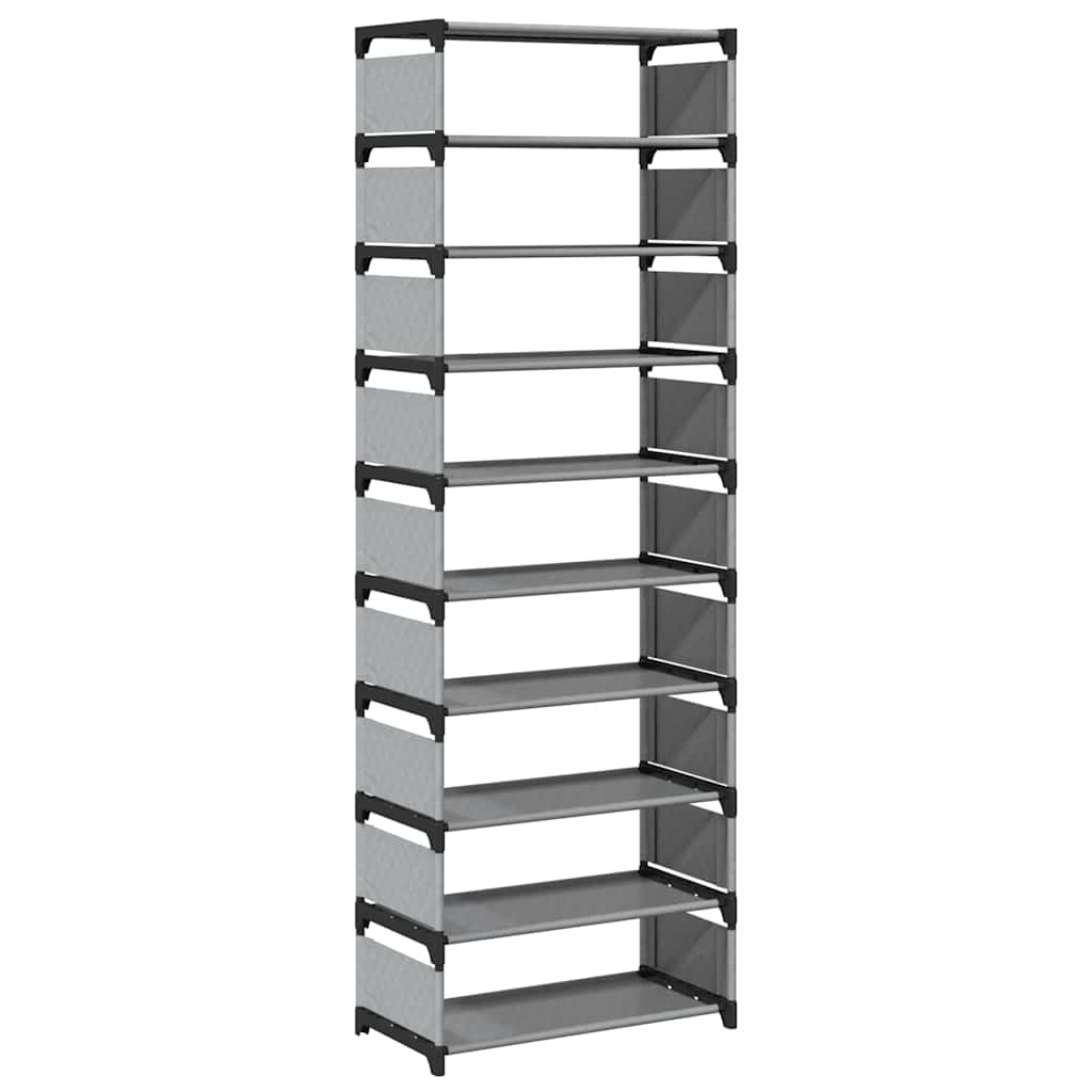 Shoe Rack 10-Tier Grey 54x28x158 cm Non-woven Fabric