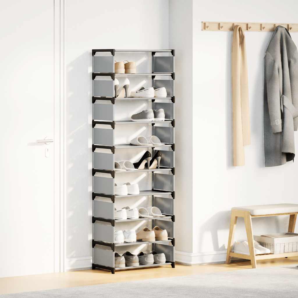 Shoe Rack 10-Tier Grey 54x28x158 cm Non-woven Fabric